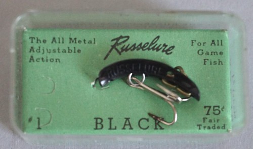 Vintage Russelure Dealer 6 Pack of Fly Rod Lures Black New Old Stock New in Box - Picture 5 of 14