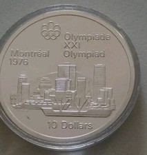  Elisabetta II Canada Moneta Argento 10 Dollars 1973 Olimpiadi Montreal 1976  