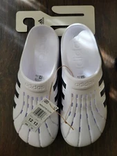 Adidas Clogs Mens Sz 12 Men's Sz 13 Women's White Adilette New - NO BOX