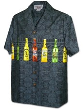NEW Modern Beer Men's Stripe Hawaiian Camp Shirt, Pacific Legend