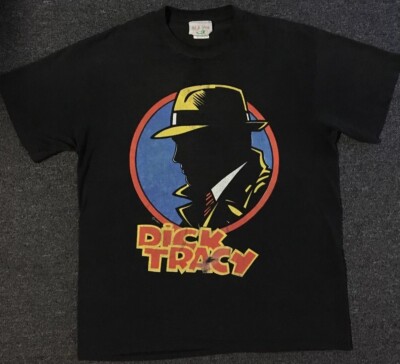 Vtg 80s Dick Tracy Faded Promo Shirt M Disney Comic Cartoon Movie TV Grunge 70s