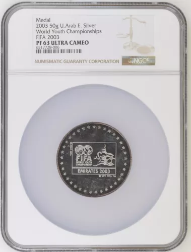 United Arab Emirates 2003 Medal Silver FIFA World Youth Championships NGC PF 63