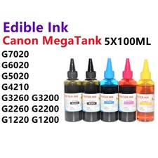 5X100ML 2XBK Edible refill Ink alternative for Canon PIXMA MegaTank Printer A