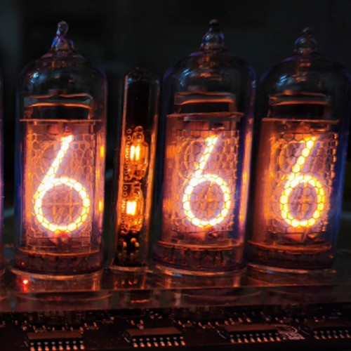 IN-14 6- digits Nixie clock Carbon fiber case With installed tubes - Picture 4 of 14