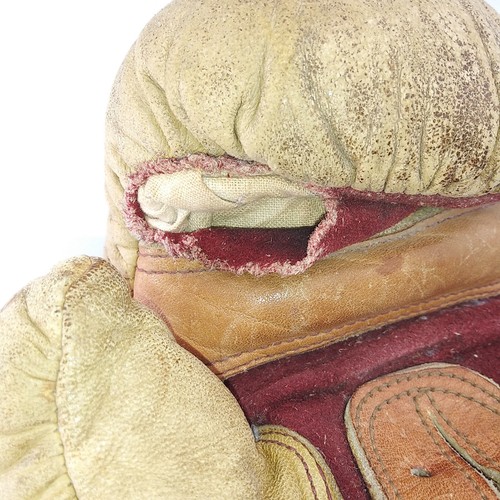 Juego de 2 guantes de boxeo vintage de los años 30 con cordones para niños GRAN exhibición - Imagen 2 de 10