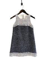 Chanel 2014 Black Ivory Tweed Combo Sleeveless Shift Dress - XSMALL