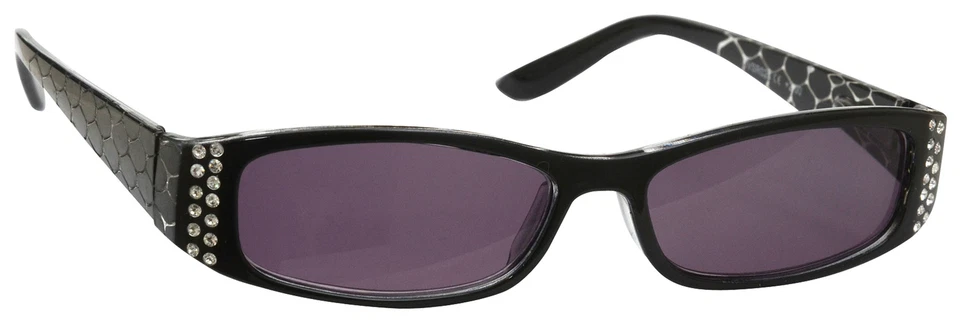UV READER Black Diamonte Designer Style Sun Readers Reading Glasses Womens Ladies UVSR028