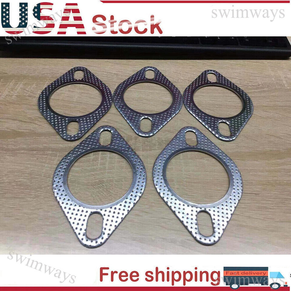 5x Car 2 Bolt High Temp Exhaust Gasket Flange 2.5in Cylinder Head Gasket USA — 第 3/4 张图片