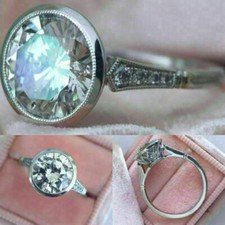 2.00Ct Round Cut CZ Bezel Set Solitaire Style Engagement Wedding 925 Silver Ring