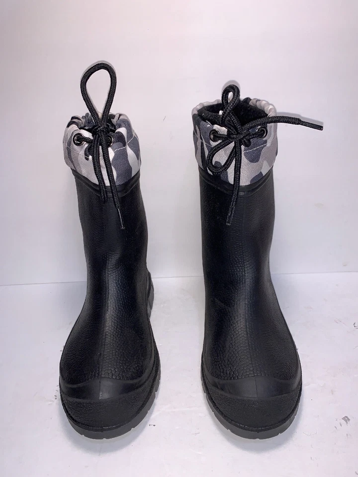 BOTAS DE NIÑO FORRADAS IMPERMEABLES DE GOMA CAMUFLAJE NEGRAS TALLA 13 SIN MARCA CC-7 Foto 2 de 4