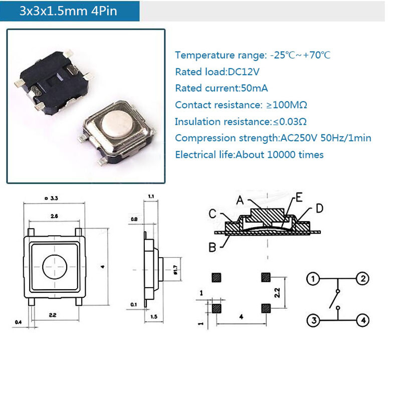 Microtaster Taster 3x MP09 – Ersatz Für Renault Fernbedienung, SMD, IP54, Kein Codieren Nötig