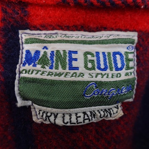 60s VINTAGE Maine Guide Jacket Mens S Plaid Red Blue Wool Crop Heavy Cabin RARE - Picture 3 of 13
