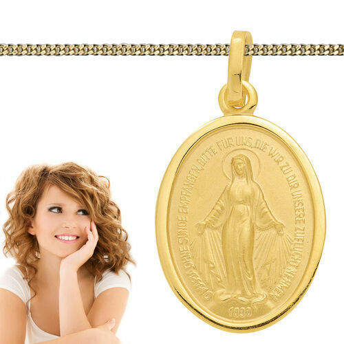 wundertätige Madonna Echt Gold 333 Hl. Maria Immaculata Milagrosa mit 925 Kette - Bild 2 von 12