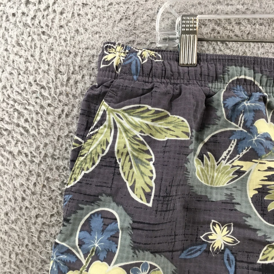 Shorts havaiano masculino Tommy Bahama grande cinza nylon cordão zíper mosca cintura alta - Imagem 2 de 4