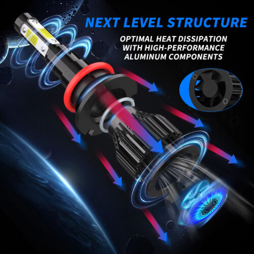 For 1987-1993 Ford Mustang 8000K LED Headlight Hi/Lo + Fog Light Bulbs Combo 4x - Picture 2 of 12