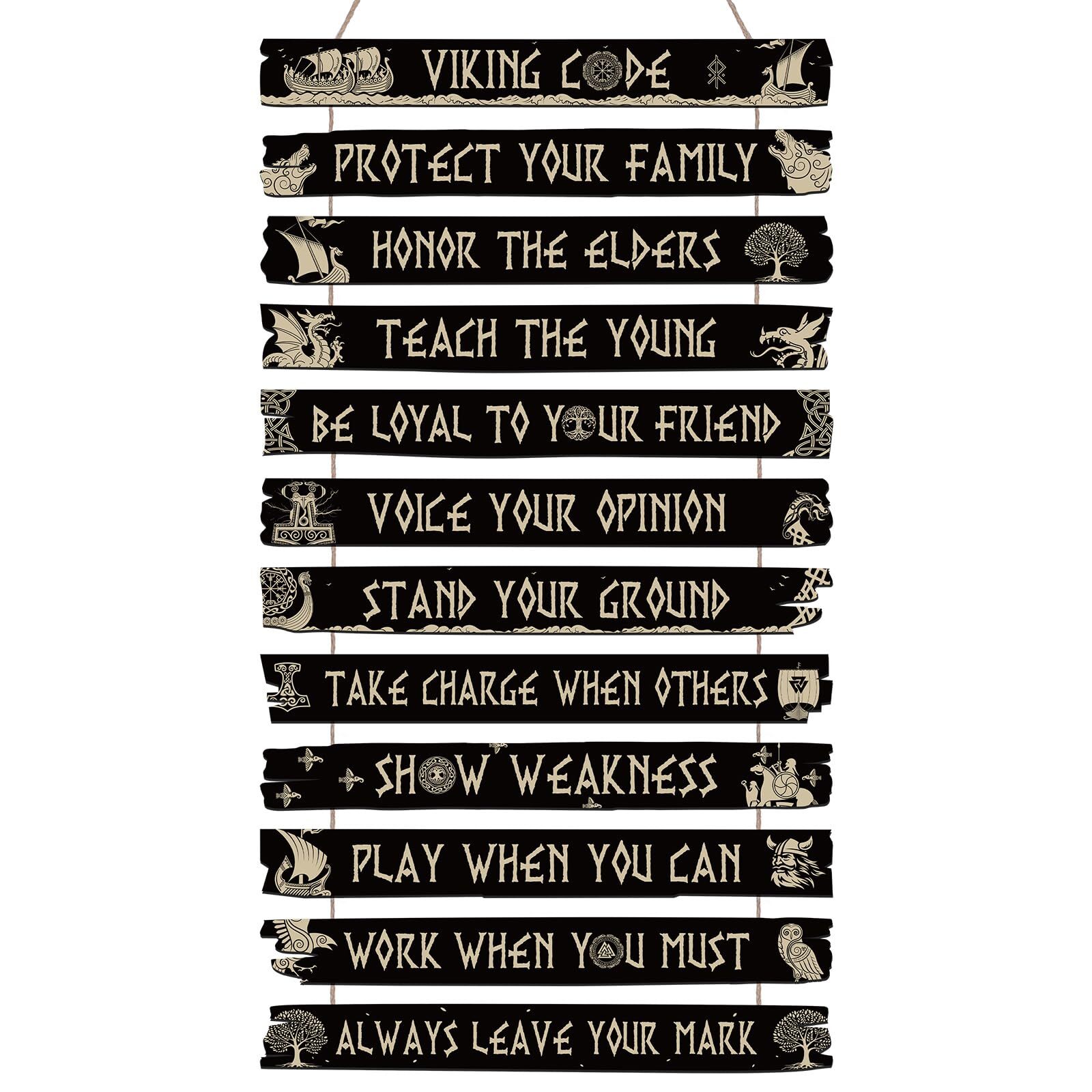 Thinkday Viking Decor Nordic Sign Code Wall Multicolor