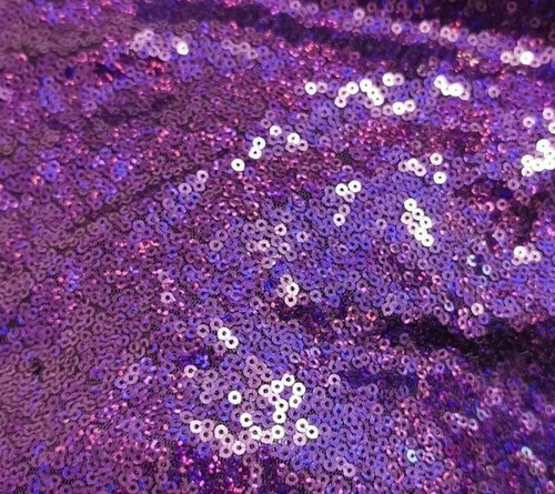 Purple Iridescent Hologram 3mm Sequin Bling Sparkly Fabric 130cm Wide - Picture 3 of 7