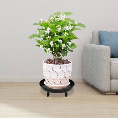 16" 3pcs Planter Trolley Cart Plant Stand Shelf Flower Tray with Lockable Wheels