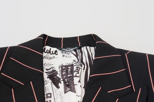 Dolce & Gabbana Black Stripes Viscose Double Breasted Blazer - Picture 6 of 10