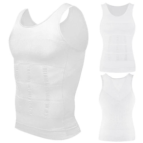 Mens Body Shaper Belly Chest Compression Slimming Shirt Tank Top Abs Girdle Vest - Picture 5 of 56