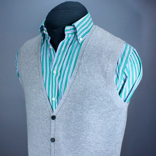 New Ted Baker Mens Knit Waistcoat Grey Vest Size 4 US 40 Button Up Cotton Mix - Picture 5 of 12