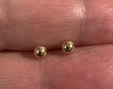 Vintage 14K Yellow Gold Earrings 4mm Ball Stud Polished