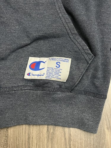 Vintage Champion Sweatshirt Hood Hoodie Spell Out Small Blue - Picture 4 of 8