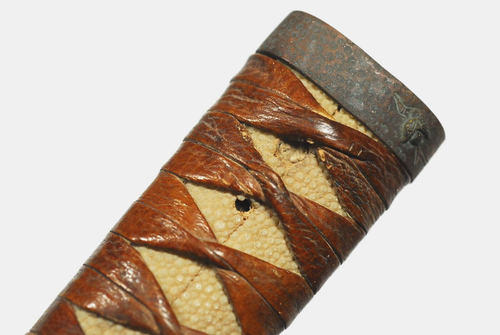 Tsuka Handle Wakizashi Vintage Japanese Sword Fitting Leather Tsuka-ito 14.8cm - Picture 19 of 20