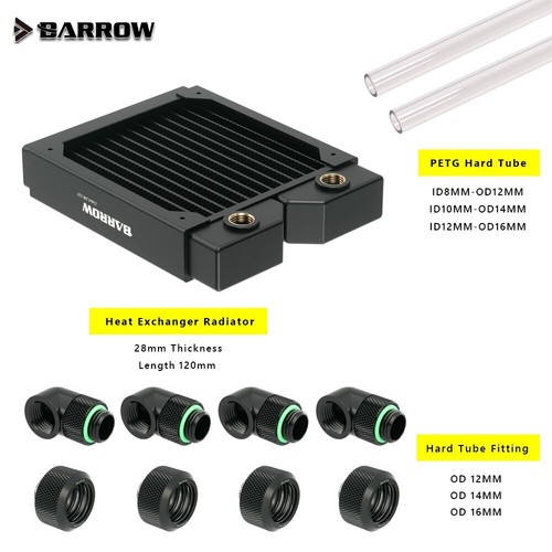 Barrow 120/240/360 mm Heizkörper-Kit + Hartrohr + Stecker + 90 Grad Anschluss G1/4"" - Bild 12 von 22