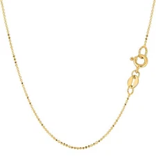 14k Yellow Real Gold Diamond Cut Bead Chain Necklace, 1.0mm (18 Inches)