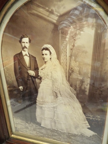 Antique Arch Top Wood Deep Well Wedding Photo Wooden Frame Ornate Couple - Bild 2 von 6