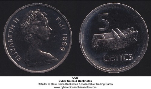 Fiji 1969 Five Cents 5c Elizabeth II - Specimen (Proof Like) - Picture 3 of 3