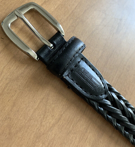 Dickies YOUNG MENS/BOYS BLACK LEATHER BELT 26-28 Braided - Picture 3 of 5