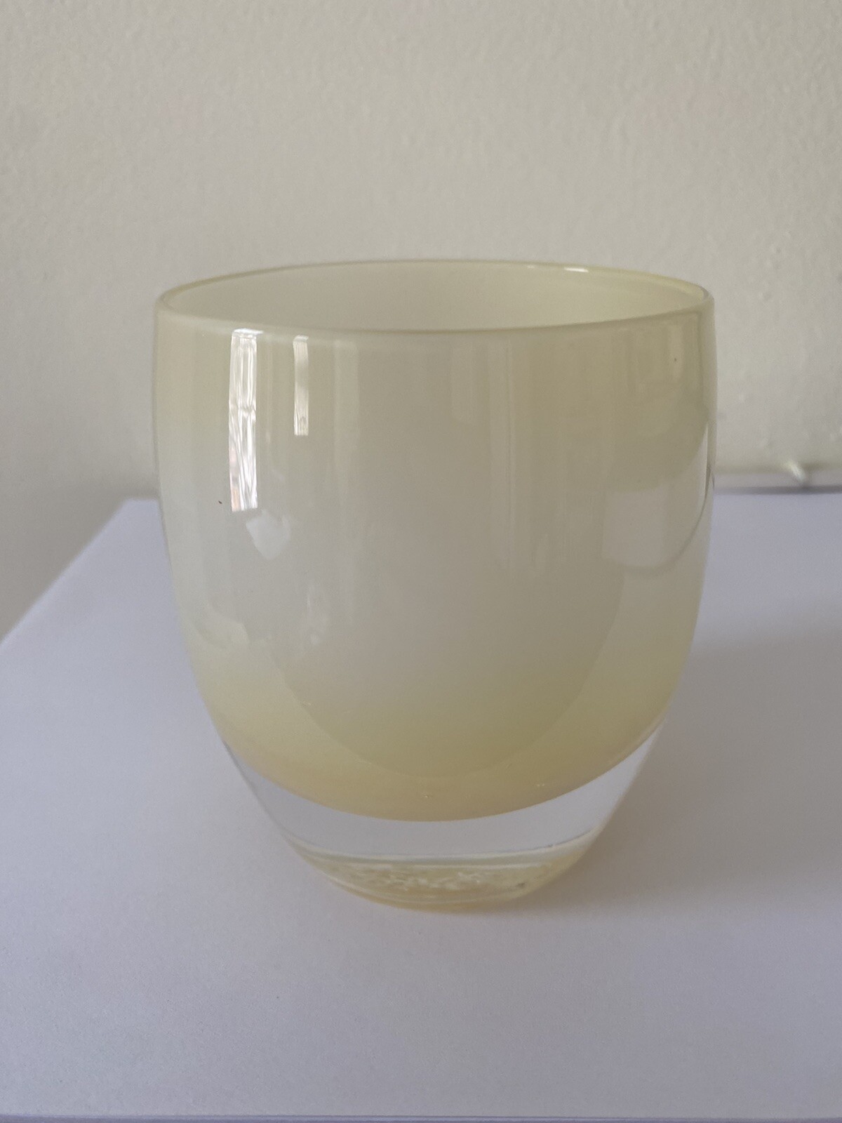 Glassybaby Glassy Baby Candle Holder Votive Yellow and Cream/White eBay