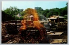 TN, Lynchburg, Jack Daniel's Making Charcoal, Fires, Vintage Postcard