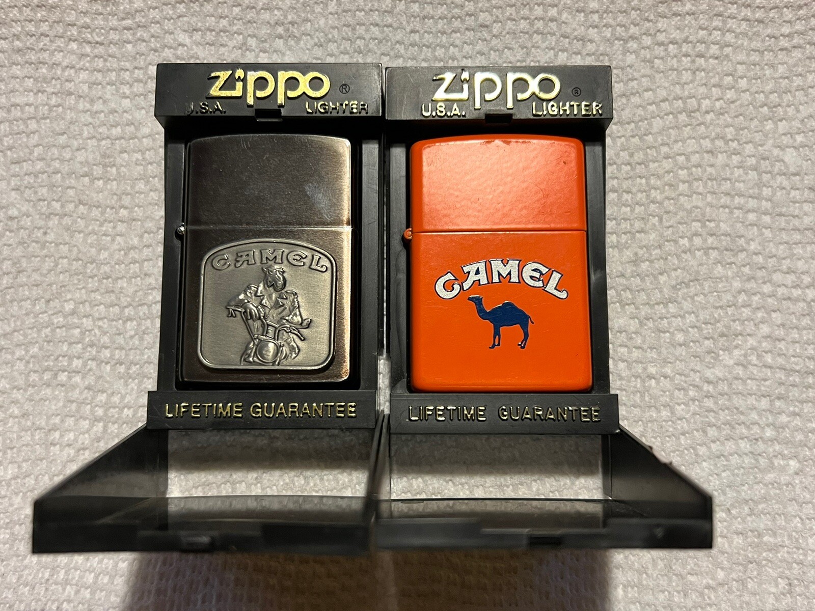 Two VINTAGE ZIPPO CAMEL LIGHTERS PREOWNED USA MADE eBay