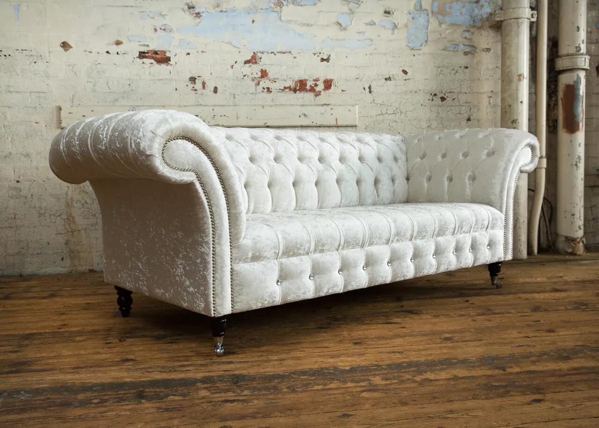 Ivory velvet couch deals