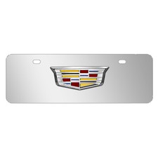 Cadillac 3d Crest Logo Chrome 12x4 Half-size Stainless Steel License Plate