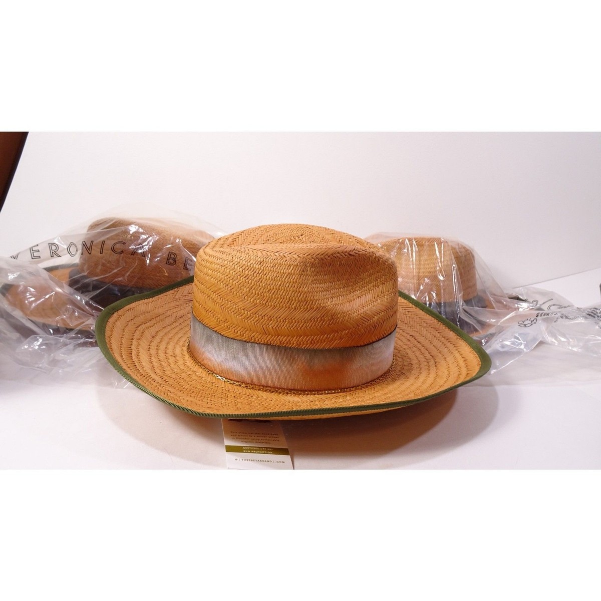 Veronica Beard Freya NATURAL Ombre Straw Ribbon Sun Hat S/M  display picture 3