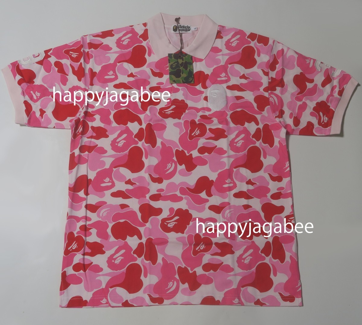A BATHNIG APE Men's ABC CAMO LARGE APE HEAD POLO ( RELAXED