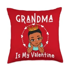 Grandma Is My Valentine Kids Boys & Girls Funny Valentines Throw Pillow