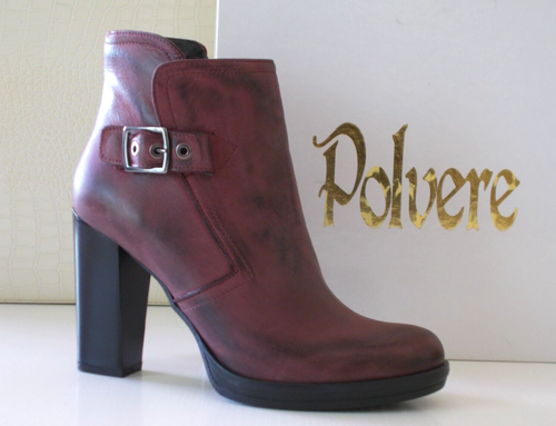 POLVERE stivaletti donna Made in Italy in Pelle bordeaux con tacco Eu-40 €95,00 - Foto 19 di 20