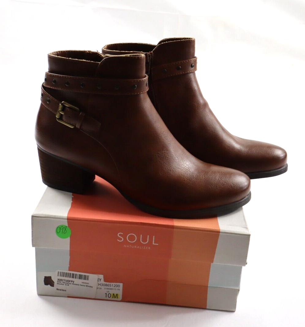 Soul Naturalizer Women's 10M Carrie Whiskey Shooties Buckle Ankle Boots  Side Zip
