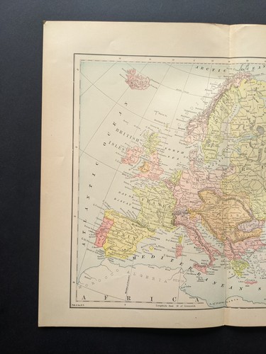 Antique Original 1890s EUROPE Hunt & Eaton Colored Map 13x11 ~ Fisk & Co. - Picture 2 of 5