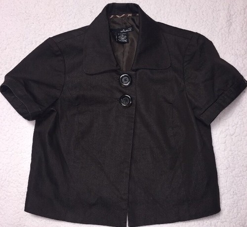 Willi Smith brauner 2-Knopf Blazer Oberteil Kurzarm Freizeit Karriere Gr. Small - Bild 4 von 5