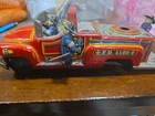 Vintage MARX Red Fire Truck Friction Toy Tin Litho Pressed Steel 1940s 1950s