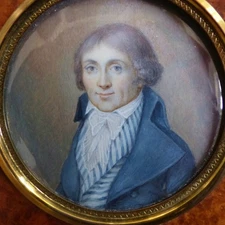 BELLE PEINTURE MINIATURE fin XVIIIème / début XIXème PORTRAIT HOMME de QUALITE