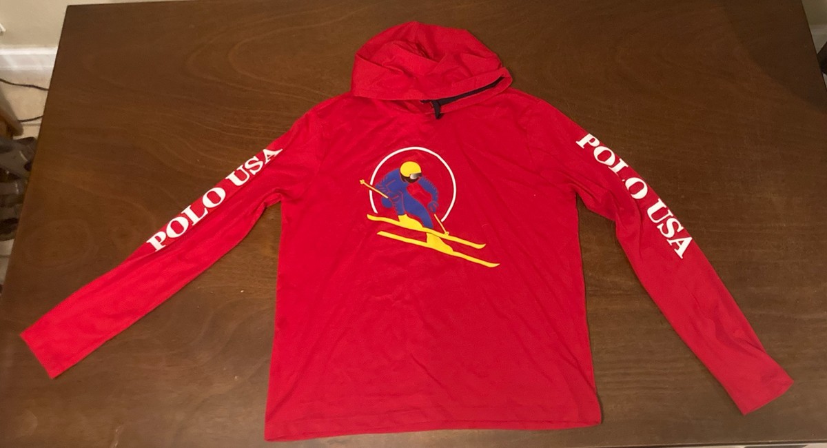 トップス Polo ski   usa  long sleev Hooded NWT Polo Ralph Lauren USA Ski 92 Downhill Skier Zip Hoodie