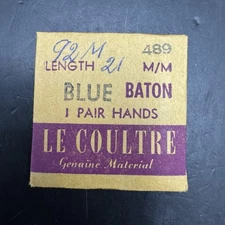 NEW Genuine Vintage LeCoultre Cal. 489 Blue Baton Hands 92M 21mm Pair