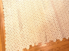VTG Crochet 92 x 74 Queen Bedspread Ecru Flor...